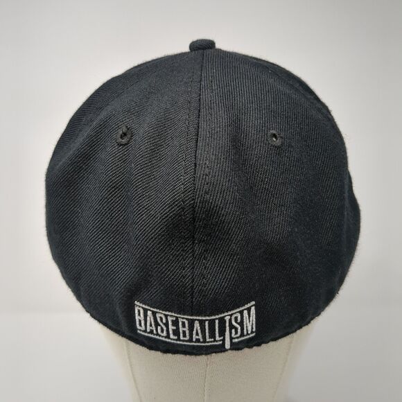 Baseballism Fitted Hat Black 7 1/2 Embroidered Logo Solid 6 Panel - Picture 6 of 9